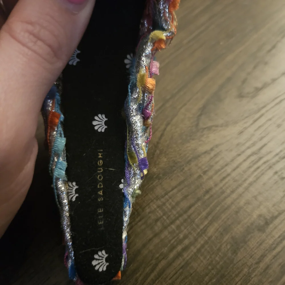 Lele Sadoughi Silver Metallic Headband with colorful rainbow 🌈 specs